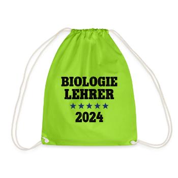 Biologielehrer 2024 Beruf Studium Lehramt Biologie - Turnbeutel - Neongrün - Vorne