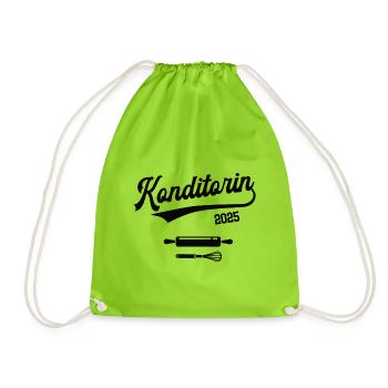Konditorin 2025 Beruf Konditor Konditorei Bäckerin - Turnbeutel - Neongrün - Vorne