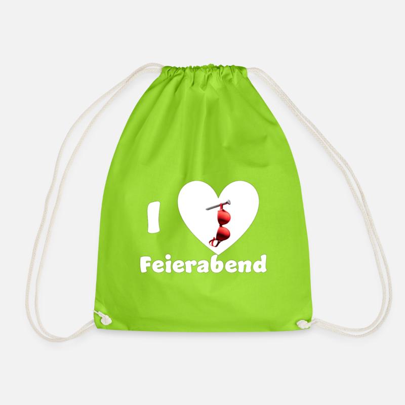"I Love Feierabend – Take off your bra & relax" - Drawstring Bag - neon green