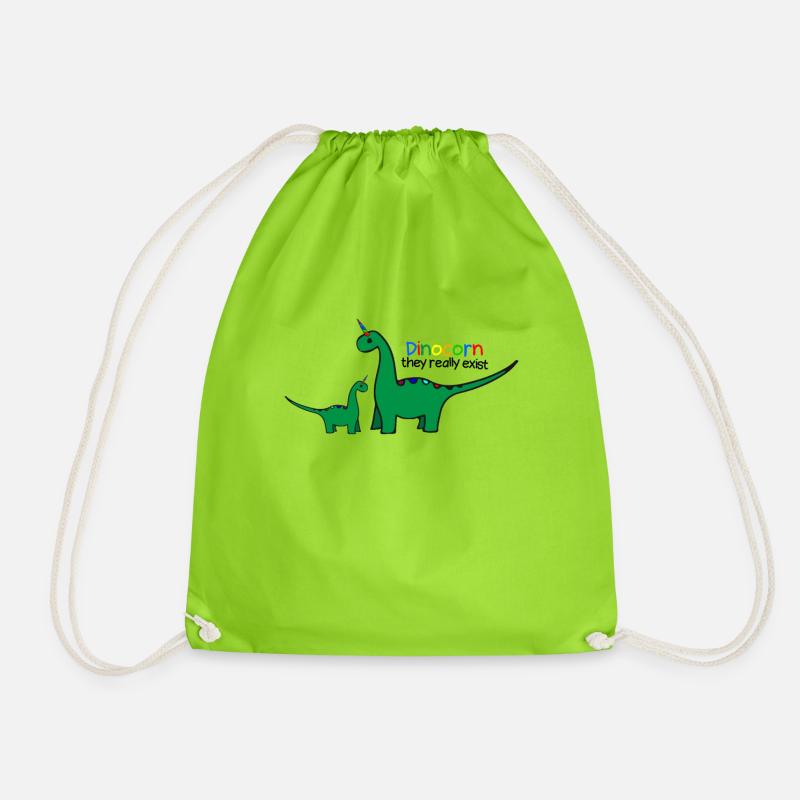Dinocorn Unisaur Dinosaurier Einhorn Kreuzung Spaß - Turnbeutel - Neongrün