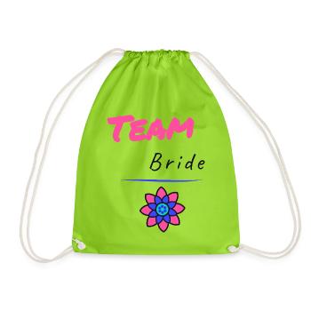 Bachelorette party. BRIDE. TEAM. TEAM MARIEE. BRIDE-TO-BE - Drawstring Bag - neon green - Front