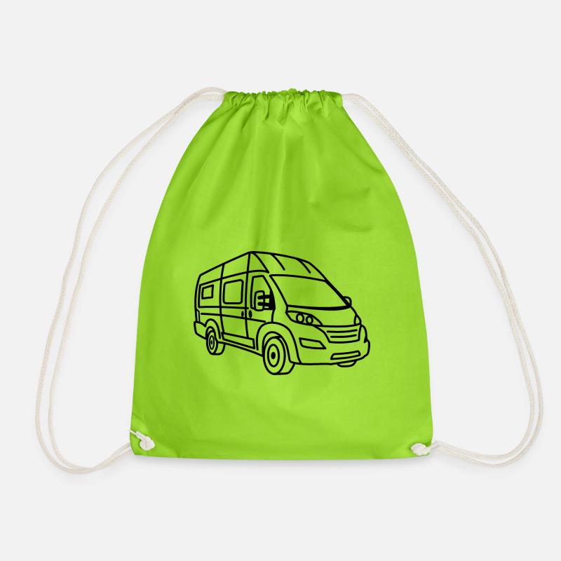 Kastenwagen / Camper Van - Front - Schwarz - Turnbeutel - Neongrün