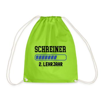 Ausbildung Schreiner 2. Lehrjahr Schreinerei Lehre - Turnbeutel - Neongrün - Vorne