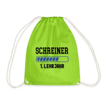 Ausbildung Schreiner 1. Lehrjahr Lehre Schreinerei - Turnbeutel - Neongrün - Vorne