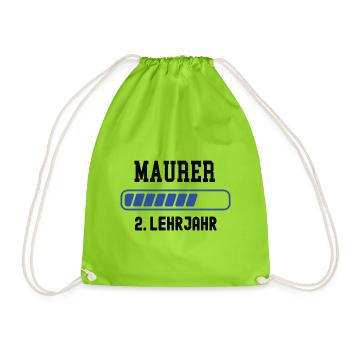 Ausbildung Maurer 2. Lehrjahr Maurerei Lehre - Turnbeutel - Neongrün - Vorne