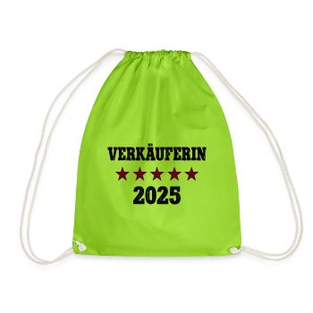 2025 Verkäuferin Beruf Abschluß Lehre Bestanden - Turnbeutel - Neongrün - Vorne