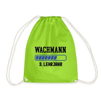 Ausbildung Wachmann 3. Lehrjahr Wachmannausbildung - Turnbeutel - Neongrün - Vorne