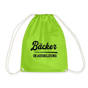 Bäcker in Ausbildung Bäckerausbildung Lehrling - Turnbeutel - Neongrün - Vorne