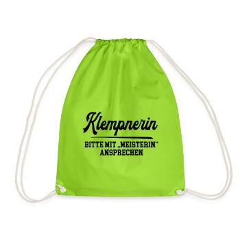 Klempnerin Meisterin Klempnermeisterin Klempnerei - Turnbeutel - Neongrün - Vorne