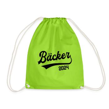 Bäcker 2024 Beruf Bäckerei Lehre Lehrling - Turnbeutel - Neongrün - Vorne