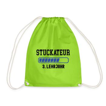 Ausbildung Stuckateur 3. Lehrjahr Stukkateur Lehre - Turnbeutel - Neongrün - Vorne