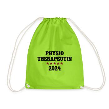 Physio Therapeutin 2024 Physiotherapie Masseurin - Turnbeutel - Neongrün - Vorne