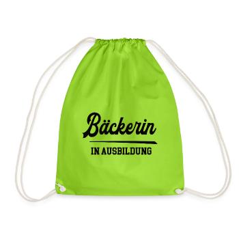 Bäckerin in Ausbildung Bäckerausbildung Lehre - Turnbeutel - Neongrün - Vorne