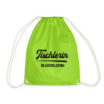 Tischlerin in Ausbildung Azubi Lehrling Tischlerei - Turnbeutel - Neongrün - Vorne