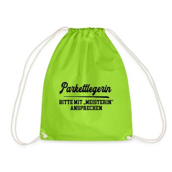 Parkettlegerin Meister Prüfung Bestanden Bodenlege - Turnbeutel - Neongrün - Vorne