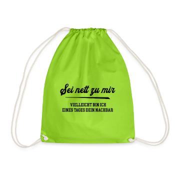 Nachbar Einzug Einweihung Feier Nachbarschaft Haus - Turnbeutel - Neongrün - Vorne