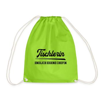 Tischlerin Chefin Tischlerei Selbstständigkeit - Turnbeutel - Neongrün - Vorne
