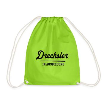 Drechsler in Ausbildung Drechslerausbildung Lehre - Turnbeutel - Neongrün - Vorne