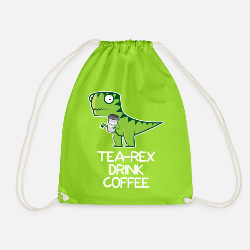 Tea Rex drink Coffee - funny Design - Turnbeutel - Neongrün