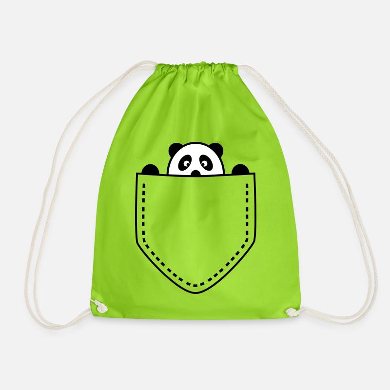 Panda in der Tasche - Turnbeutel - Neongrün