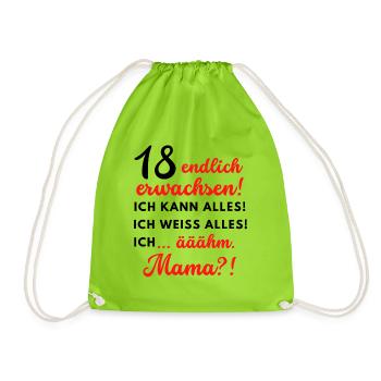 Endlich 18 - Für Jugendliche und neue Erwachsene - Turnbeutel - Neongrün - Vorne
