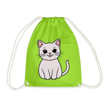 chaton gris - Sac de sport léger - vert néon - Devant