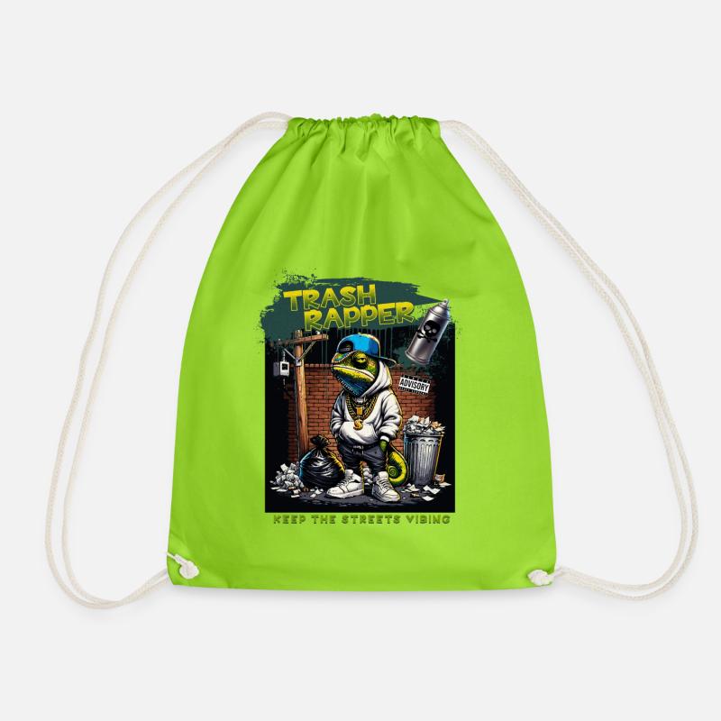 TRASH RAPPER Eidechse - Turnbeutel - Neongrün