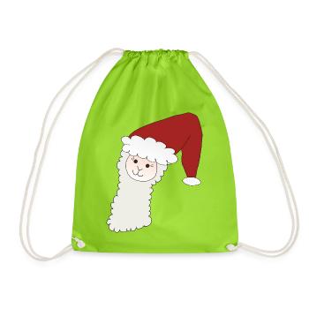 Weihnachtsalpaka - Turnbeutel - Neongrün - Vorne