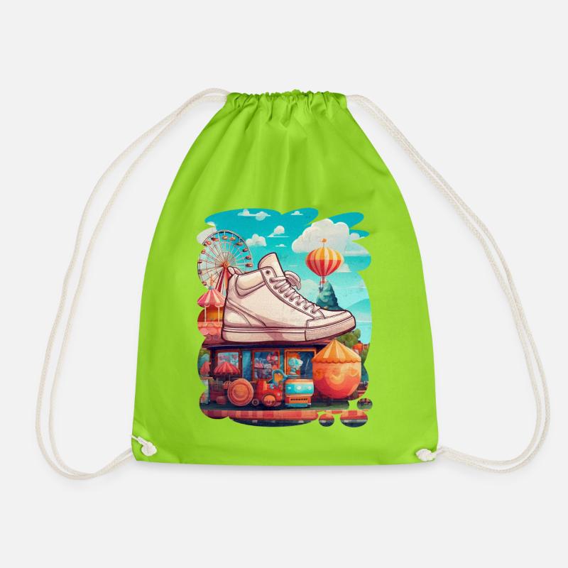 Colorful creation funfair, games, candy - Drawstring Bag - neon green
