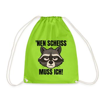 Raccoon I have to shit cheeky saying - Drawstring Bag - neon green - Front