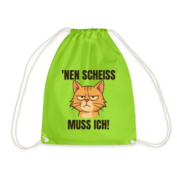 Lustige Katze mit frecher Spruch - Turnbeutel - Neongrün - Vorne