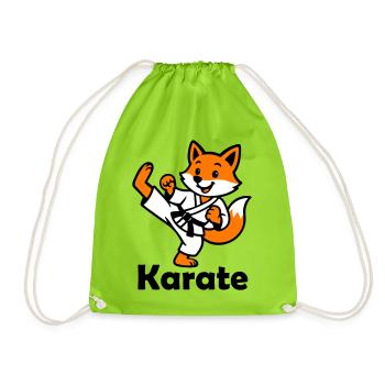 Karate Fox - Drawstring Bag - neon green - Front