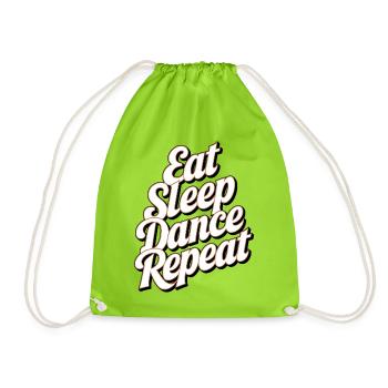 Motivational SleepDance Repeat Text - Drawstring Bag - neon green - Front