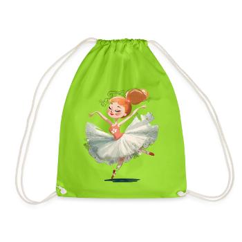 Ballerina Tanz in Pastellrosa - Turnbeutel - Neongrün - Vorne