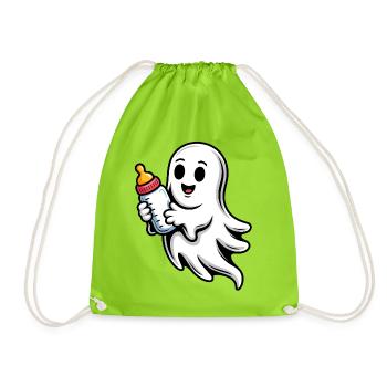 Kleiner Geist mit Fläschchen - Turnbeutel - Neongrün - Vorne