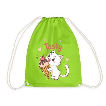 Chat gourmand Tasty Glace - Drawstring Bag - neon green - Front