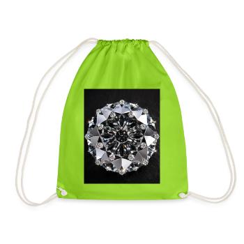 Diamond Geometric Mandala - Drawstring Bag - neon green - Front