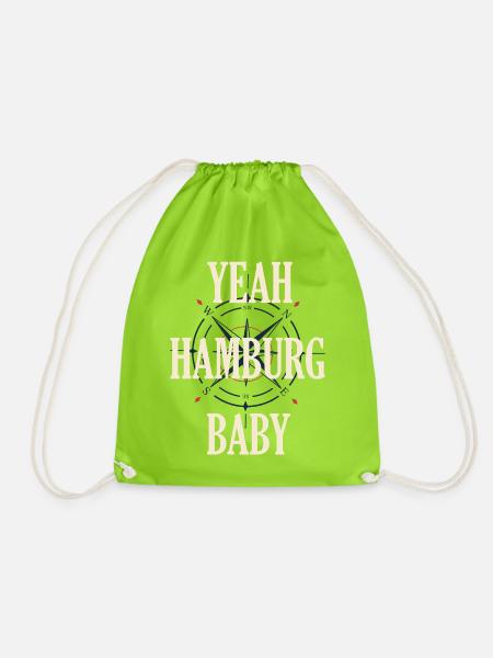 Hamburg Statement Shirt - Yeah Hamburg Baby - Turnbeutel - Neongrün