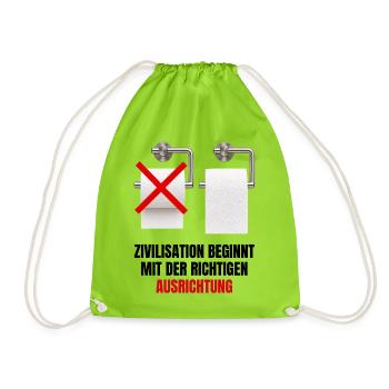 Zivilisation beginnt mit der richtigen Ausrichtung - Turnbeutel - Neongrün - Vorne