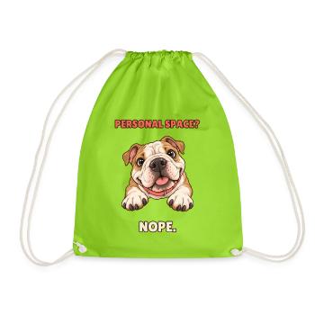 Personal Space Nope – Funny Bulldog - Turnbeutel - Neongrün - Vorne