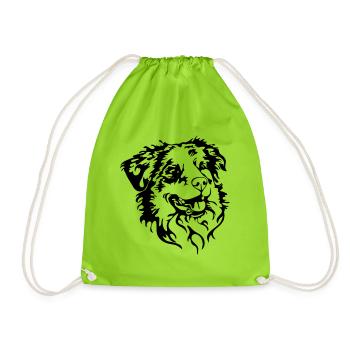 AUSTRALIAN SHEPHERD PORTRAIT Hunde Wilsigns Hund - Turnbeutel - Neongrün - Vorne