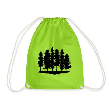 Forest, Trees, Tree - Drawstring Bag - neon green - Front
