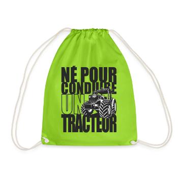 Né pour conduire un tracteur - Humour agriculteur - Sac de sport léger - vert néon - Devant