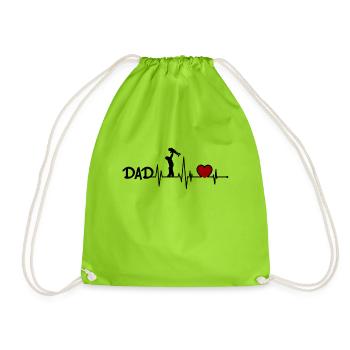 Heartbeat father baby offspring son daughter dad - Drawstring Bag - neon green - Front