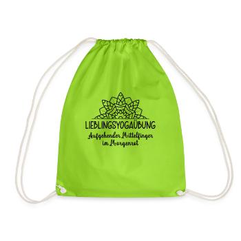 Aufgehender Mittelfinger im Morgenrot Yoga Mandala - Turnbeutel - Neongrün - Vorne