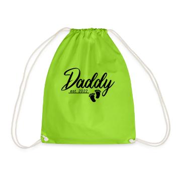 Daddy Expectative Dad 2022 Pregnancy Father's Day - Drawstring Bag - neon green - Front