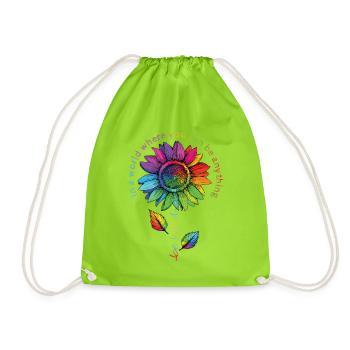 Be Kind LGBTQ Regenbogen Sonnenblume Blume CSD - Turnbeutel - Neongrün - Vorne