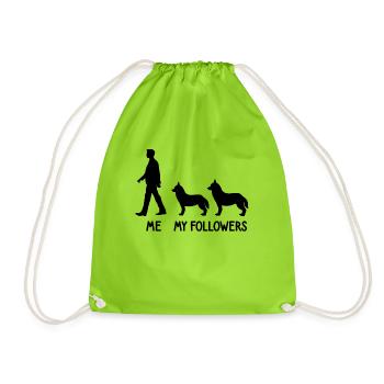I My Followers Husky Dog Breeder Dog - Drawstring Bag - neon green - Front
