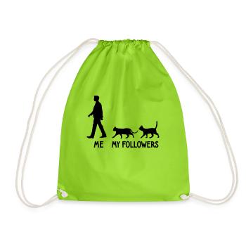 I My Followers Cat Breeder Cat Kitten - Drawstring Bag - neon green - Front