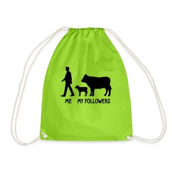 I My Followers Cow Breeder Farmer Cows Farmer - Drawstring Bag - neon green - Front